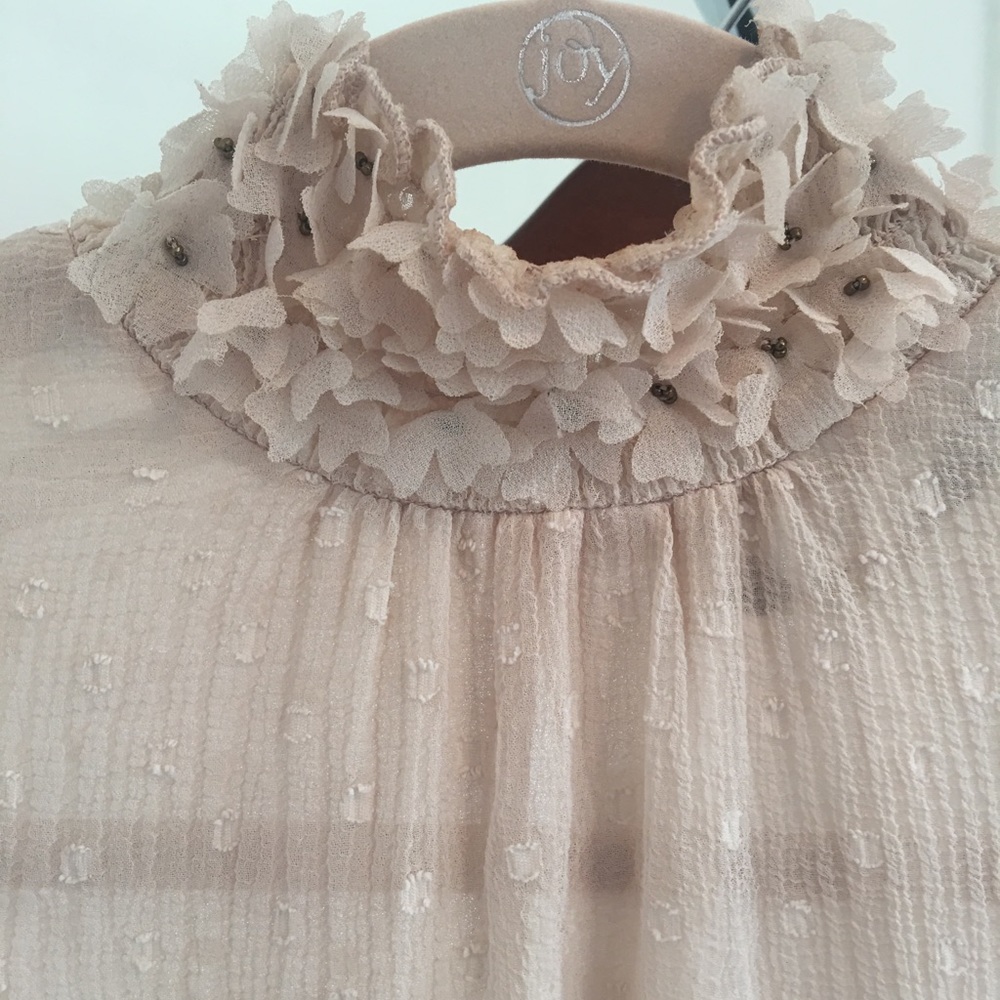 Zara Basic Collection sheer pink blouse